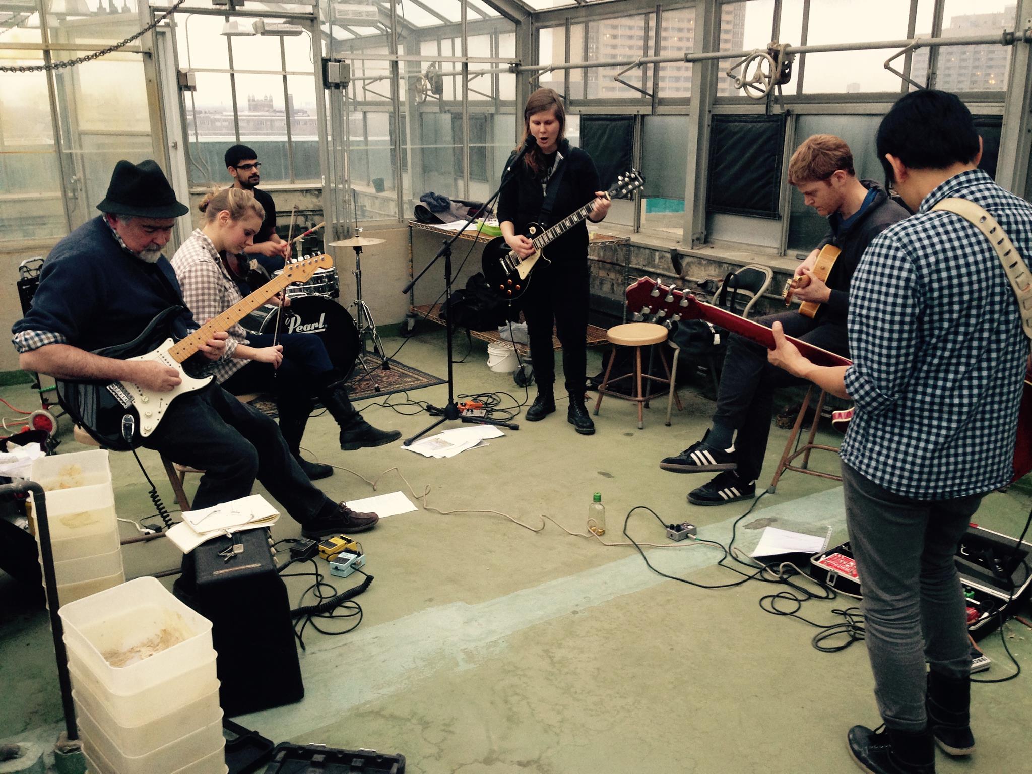 Art jamming with the greenhouse band.